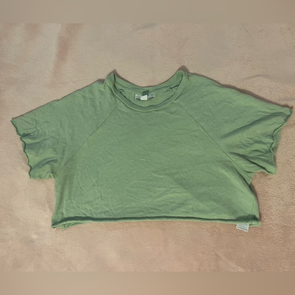 EUC Topshop cropped green tank casual size US 4